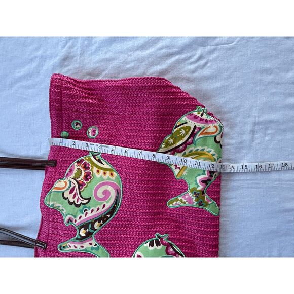 Vera Bradley Hot Pink Tote Bag, Leather Handles, Whale Design, Small Wallet - Picture 4 of 8